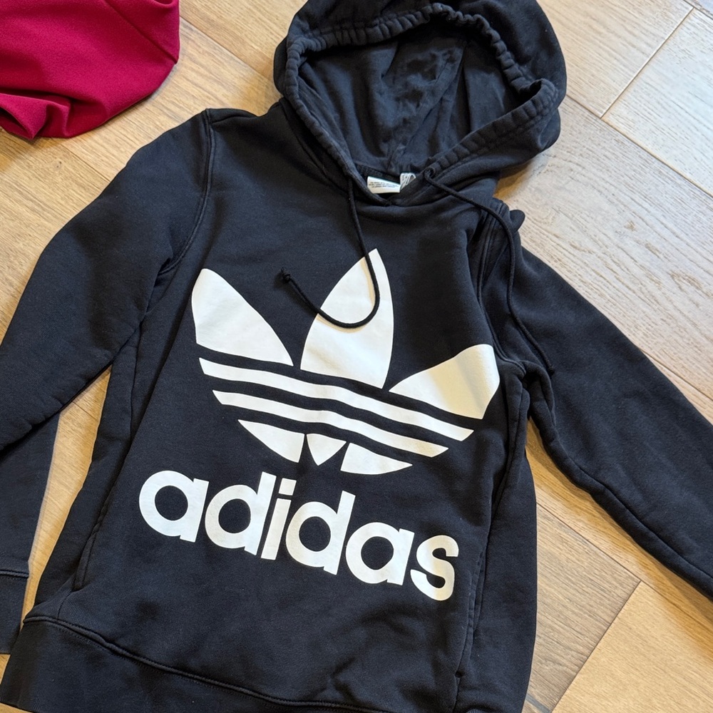 Adidas Black Pullover with White Trefoil Logo